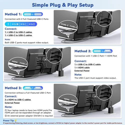 Miniatura 5 de domyfan Extensor de pantalla para laptop de 15.6 pulgadas, triple monitor portátil con pantalla IPS FHD 1080P ultrafina para laptop de 13-17