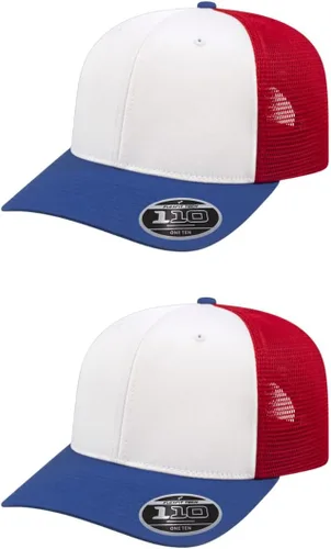Miniatura 39 de Cap America i8502 Flexfit 110 Premium - Gorra de camionero de perfil medio con 6 paneles de malla trasera con protección UV y cierre ajustable Azul