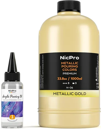Miniatura 8 de Nicpro Pintura acrílica de color negro azabache, suministros de pintura premezclada de 33.8 onzas con aceite de silicona y guantes para lienzo