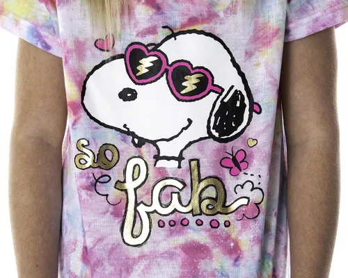 Miniatura 2 de INTIMO Peanuts - Pijama de Snoopy para niña So Fab Tie Dye Camisa y pantalones cortos de 2 piezas, Tie-Dye