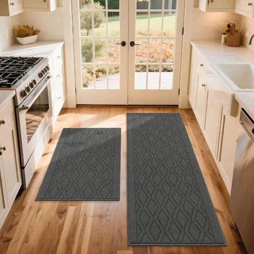 Miniatura 53 de COSY HOMEER Tapete de cocina antideslizantes, absorbentes para el piso, alfombra de cocina lavable, tapete de pie para fregadero, alfombra de Beige