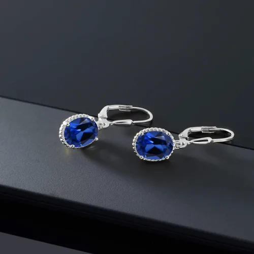 Miniatura 181 de Gem Stone King Aretes colgantes de gota para mujer, plata de ley 925, piedra natal ovalada de 0.354 x 0.276 in, joyería fina, regalos para ella