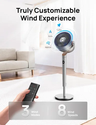Miniatura 7 de Dreo - Ventilador de pie, oscilación inteligente de 120°+120°, ventiladores de piso con control Wi-Fi/por voz, ventilador de 90 pies