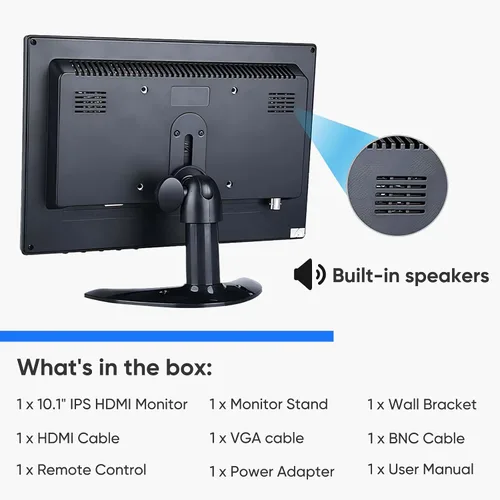 Miniatura 7 de JaiHo Monitor IPS pequeño de 10.1 pulgadas, pantalla portátil Full HD de 1920 x 1200 con espejo abatible, pantalla de seguridad de alto brillo