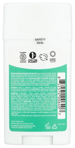 Miniatura 2 de All Good - Desodorante en barra sin aluminio, desodorante natural con manteca de karité y aloe vera, fórmula bio-activa, vegano, protección contra