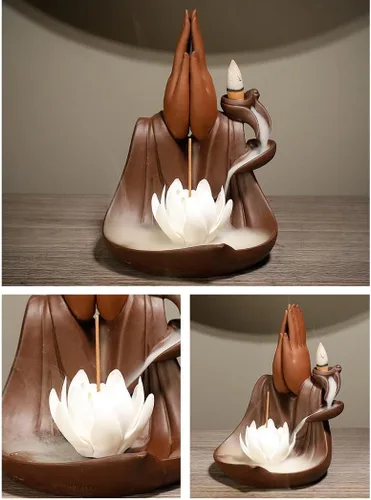 Miniatura 4 de Zen Ornaments - Quemadores de incienso de mano de Buda Retorno, soporte para quemador de incienso de estatua de loto, decoración del hogar