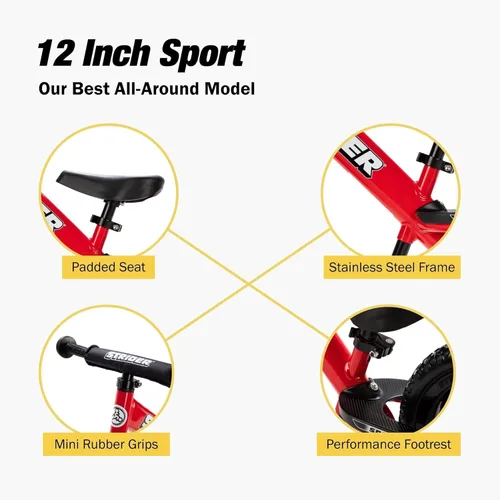 Miniatura 3 de Strider Bicicleta deportiva de 12 pulgadas – Bicicleta de equilibrio sin pedal para niños de 1 a 4 años – Incluye almohadilla de seguridad, asiento