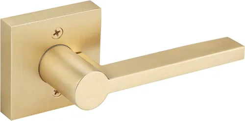 Miniatura 43 de EHOMEWARE Juego de manijas de puerta delantera doradas, palanca de puerta cuadrada resistente de latón y cerrojo de un solo cilindro reversible