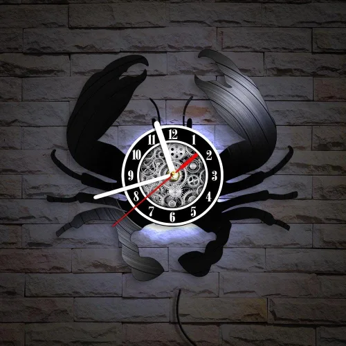 Miniatura 5 de The Geeky Days Big Crab - Reloj de pared LED con mando a distancia, 7 colores, luz de 12 pulgadas, cuarzo silencioso, náutico, océano, mariscos