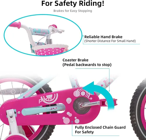 Miniatura 3 de JOYSTAR Paris Girls Bike for Ages 3-8 Years Old, 14 16 18 20 Inch Kids Bike with Training Wheels, Basket and Handbrake, Multiple