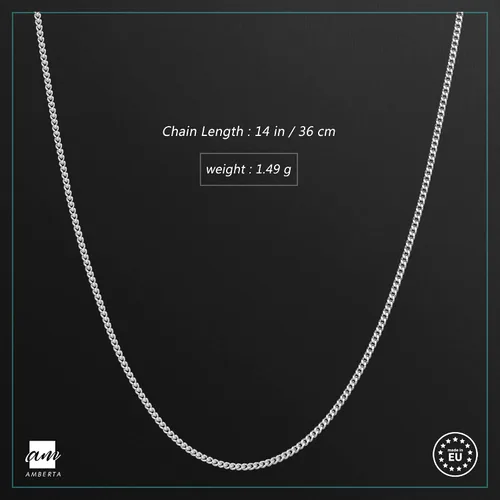 Miniatura 2 de Amberta Collar de cadena de plata de ley 925 para niños (14 pulgadas - 4 a 12 años)