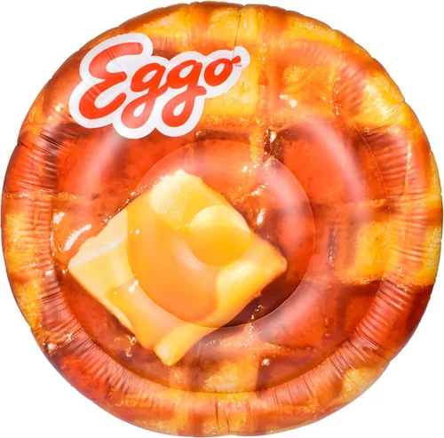 Giant Eggo Waffle - Flotador inflable redondo grande de 5 pies para piscina, balsa, playa y lago, tumbona de bronceado, vinilo duradero