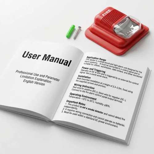 Miniatura 2 de QWORK Alarma de incendios, 12 / 24 V CC con cable de sonido y luz de alarma de incendios de advertencia estroboscópica de sirena, sensor de sistema