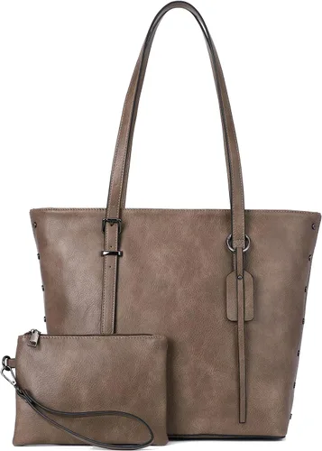 KL928 Bolso de mano para mujer, bolso de mano de piel sintética, bolso de hombro grande, asa superior, monederos, juego de 2 piezas