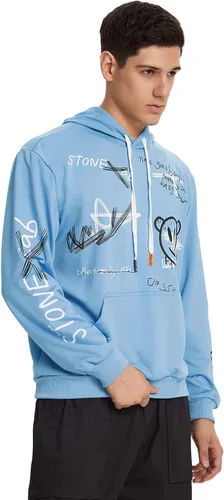 Miniatura 5 de WDIRARA Sudadera con capucha y cordón de manga larga con capucha y bolsillo para hombre