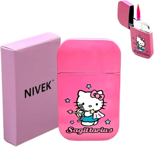 Miniatura 10 de NIVEK Encendedor de gatito Y2k 12 Consetelaciones Horóscopo Astrología Zodiaco Signos de nacimiento Pretty Pink Flame Kawaii Coleccionable Japonés