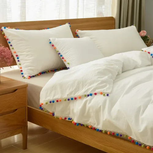 Miniatura 3 de Softta Grils - Juego de cama con pompones y volantes