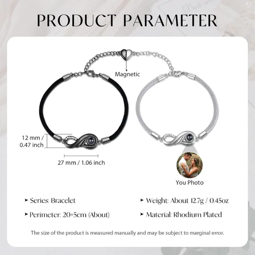 Miniatura 2 de lagofit Pulseras personalizadas con imagen en el interior, pulseras personalizadas a juego para parejas, pulseras de proyección de fotos, regalos