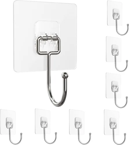 Miniatura 9 de Ganchos Adhesivos Grandes de 22 Libras (Máx.), Ganchos de Pared Impermeables y Resistentes al Óxido para Colgado de Servicio Pesado, Ganchos