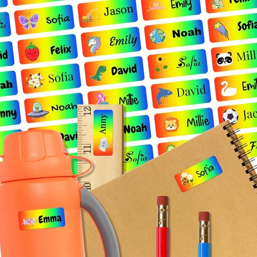Miniatura 28 de 128 etiquetas adhesivas de nombre personalizadas para guardería, etiquetas de nombre impermeables personalizadas para niños, suministros escolares