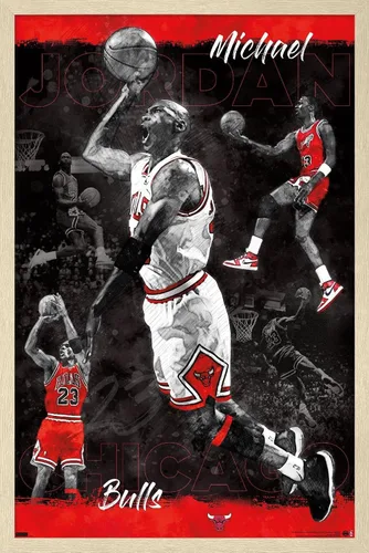 Miniatura 7 de Trends International Michael Jordan - Póster de pared de bosquejo, 14.725 x 22.375 pulgadas, versión enmarcada de madera de granero