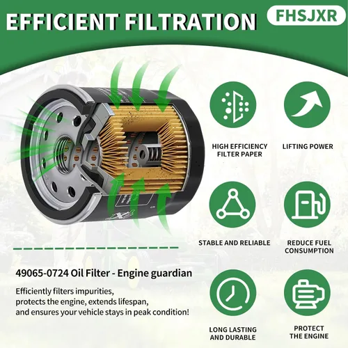 Miniatura 2 de Paquete de 4 filtros de aceite 49065-0724 49065-7010 para Kawasaki FH381V FH430V FH480V FH541V FH580V FH601D FH601V FH641V FH680D FH680V FH722 1D