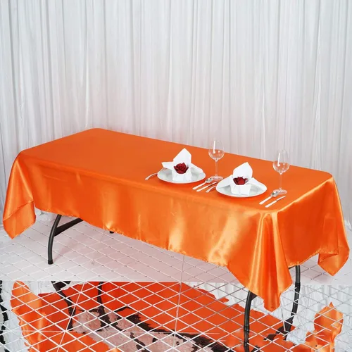 Miniatura 3 de Balsa Circle Mantel rectangular lavable de satén de color liso para fiesta de Halloween, 6 piezas de 60 x 102 pulgadas, color naranja, suministros