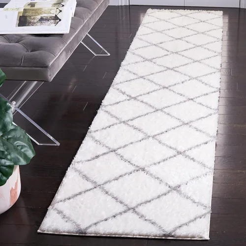 Miniatura 19 de SAFAVIEH Tahoe Shag Collection - Alfombra para pasillo, 2 x 9 pies, diseño de enrejado, no desprende pelusa y de fácil cuidado, 1.2 pulgadas