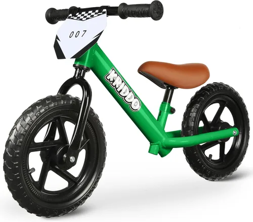 KRIDDO Bicicleta de equilibrio para niños de 2 años, de 18 meses a 5 años, bicicleta de empuje de 12 pulgadas con placa personalizada (3 juegos de
