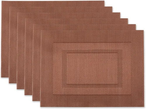 Miniatura 28 de DII PVC Tabletop Collection Woven Indoor / Outdoor - Juego de manteles individuales, 13x17.25, aguamarina, 6 piezas