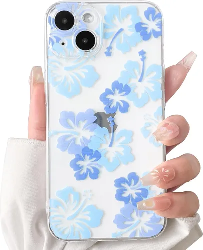 Miniatura 16 de Lovmooful Funda compatible con iPhone 13, bonito diseño transparente de flores de hibisco con estampado floral para niñas y mujeres, TPU suave a