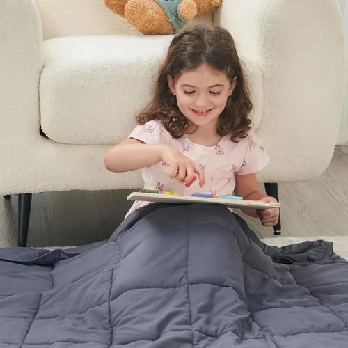Miniatura 4 de yescool - Manta con peso, 7 libras, fresca, transpirable, con cuentas de cristal prémium, lavable a máquina, para dormir, 60-90 libras, 41 x 60 Gris