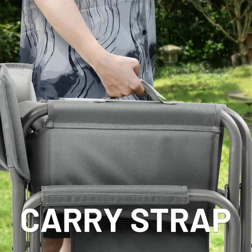 Miniatura 9 de TIMBER RIDGE Silla de camping de aluminio extra grande, silla de directores ligera y portátil con mesa auxiliar, bolsillo lateral desmontable