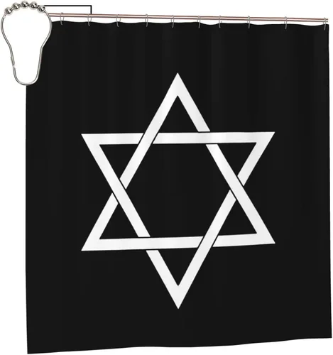 Star of David - Cortina de ducha con ganchos, tela impermeable, juego de cortina de ducha para baño, duchas y bañeras, 72 x 72 pulgadas