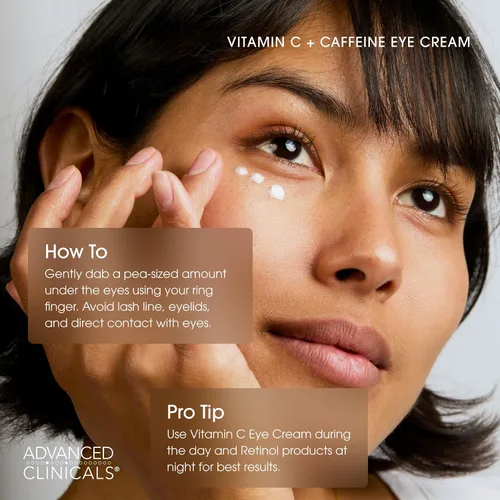 Miniatura 6 de Advanced Clinicals Bálsamo para Ojos con Vitamina C + Cafeína Crema Hidratante Facial Crema para Debajo de los Ojos para Mejorar la Apariencia