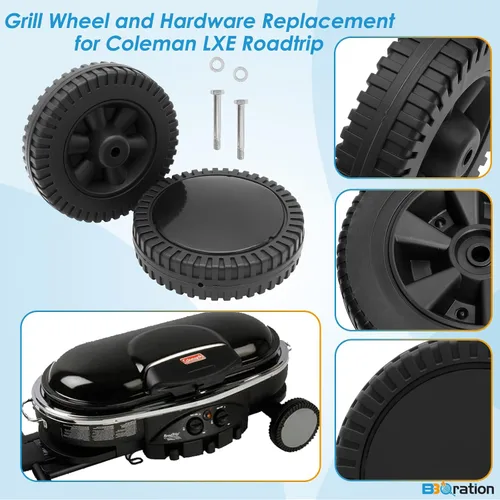 Miniatura 3 de Paquete de 2 ruedas de parrilla y accesorios de repuesto para parrilla Coleman LXE Roadtrip, rueda de parrilla de 6 pulgadas para Coleman Grill