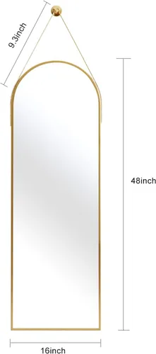 Miniatura 4 de OGCAU Espejo de longitud completa de 48 x 16 pulgadas para montar en la pared, espejo colgante de cuerpo completo para pared y puerta en el Oro