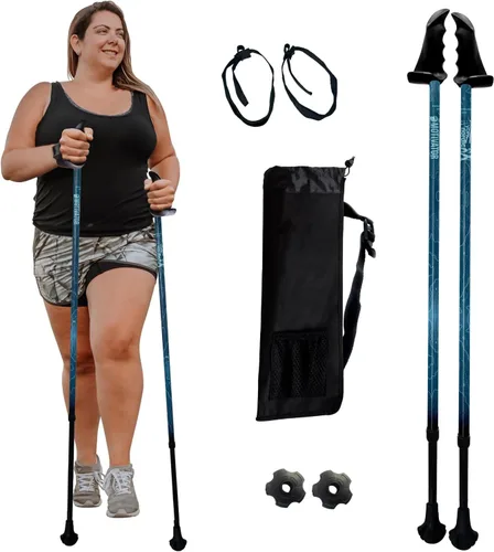 Miniatura 11 de York Nordic Bastones de senderismo motivadores grandes y altos para equilibrio y rehabilitación, 2 piezas, fuertes bloqueos de botón, patas de goma