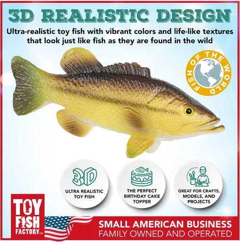 Miniatura 2 de Toy Fish Factory American Angler Collection - Juego de peces de juguete, figuras de peces de juguete, pez gato de lobina grande, juguete educativo