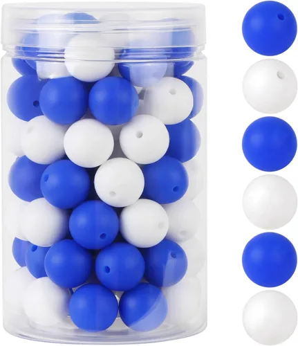 Miniatura 16 de EVERMARKET - 110 cuentas focales de silicona, cuentas de silicona de 0.59 pulgadas para hacer llaveros, cuentas redondas de silicona a granel