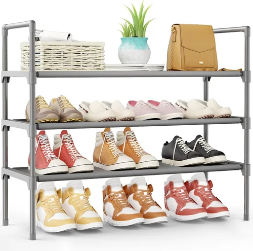 Miniatura 9 de Kitsure Zapatero – Organizador de zapatos de 2 niveles, zapatero para armario, entrada, dormitorio, estante de almacenamiento de fácil montaje