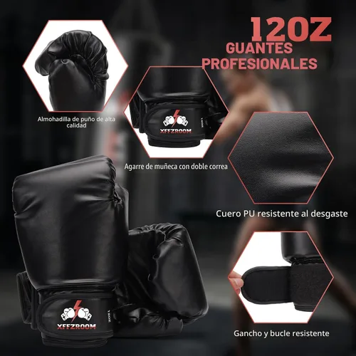 Miniatura 5 de Punching Bag for Adults, 4ft PU Leather 6 in 1 Heavy Boxing Bag Set, Punching Bag with 12oz Boxing Gloves, Hand Wraps, Hanging Bag for MMA Karate