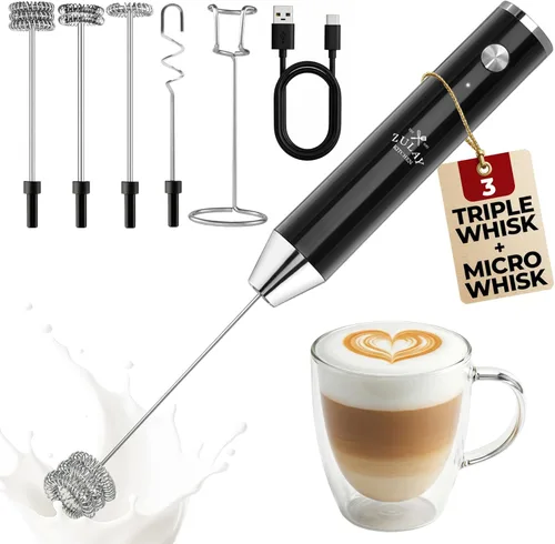 Miniatura 49 de Zulay Kitchen Espumador de leche de mano con pilas Duracell AA – Mezclador eléctrico ultrarrápido y creador de espuma, mezclador de bebidas fácil