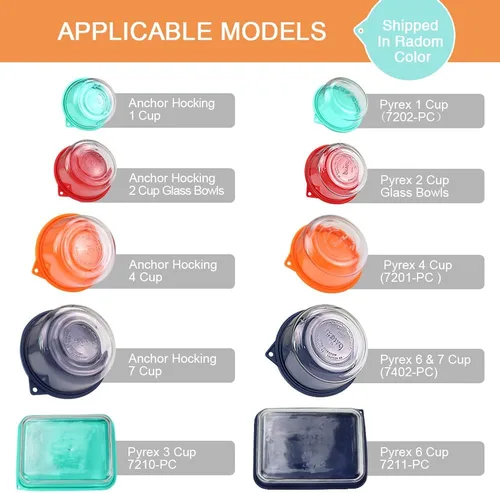 Miniatura 2 de Sophico Tapa de almacenamiento de silicona de repuesto para cuencos de vidrio Anchor Hocking y Pyrex (recipiente no incluido) (paquete de 9 unidades)