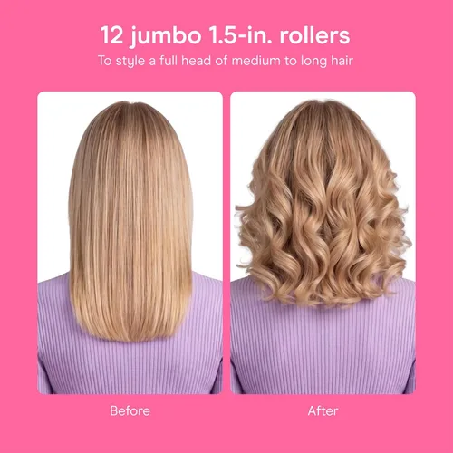 Miniatura 3 de Conair - Rulos calientes para cabello largo, mediano y corto, 12 rulos calientes Jumbo de 1 ½" con clips, rizadores para mujeres, volumen y rizos