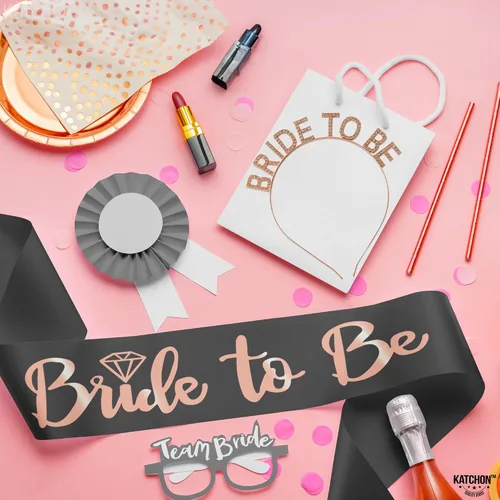 Miniatura 5 de KatchOn, Banda para la cabeza de novia y novia de oro rosa – Paquete de 2 Banda de despedida de soltera para decoraciones de despedida de soltera
