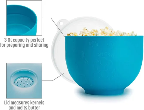 Miniatura 2 de Goodful Máquina de Palomitas de Silicona Plegable, Fabricante de Palomitas de Aire Caliente para Microondas, Tazón Hecho sin BPA, Azul