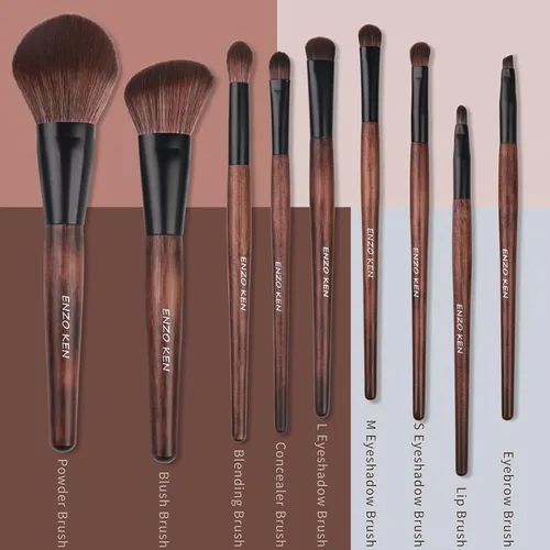 Miniatura 5 de Juego de brochas de maquillaje de bambú profesional, juego de brochas de maquillaje Sable con estuche de Luxury ENZO KEN, juego de brochas
