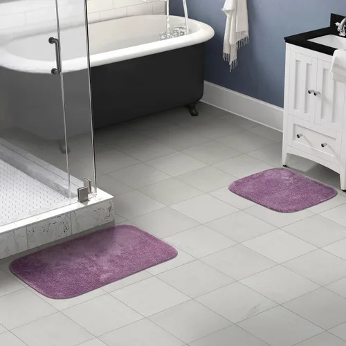 Miniatura 2 de Garland Rug 2 alfombras de baño tradicionales de nailon lavables color morado (17 x 24 pulgadas, 21 x 34 pulgadas), suaves, absorbentes y elegantes