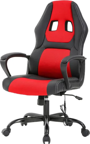 Miniatura 8 de PayLessHere Silla ergonómica de oficina para videojuegos, silla de computadora con soporte lumbar, silla ejecutiva ergonómica de piel sintética Negro